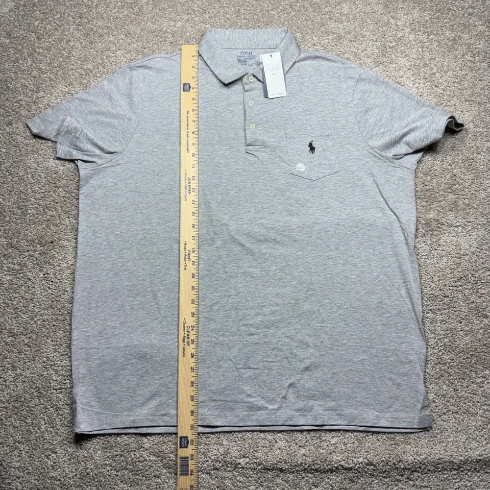 Polo Ralph Lauren Performance Mens XXL Heather Grey Short Sleeve Pocket Polo
